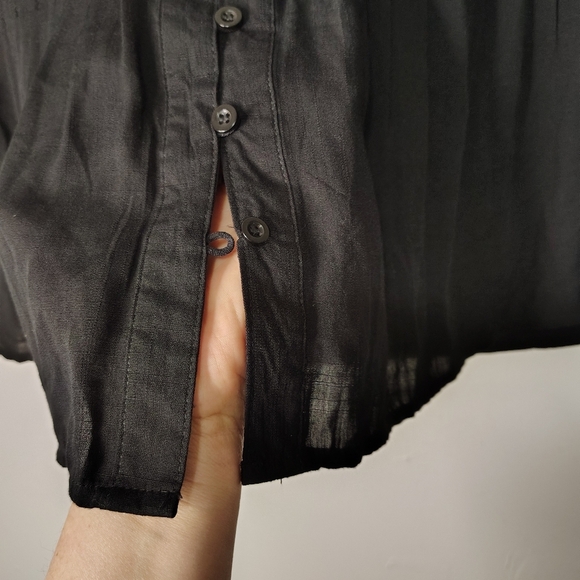 NWOT embroidery tassel tie blouse,Boho Chic, oversized M, Tunic, puff Sleeve. - Picture 5 of 14